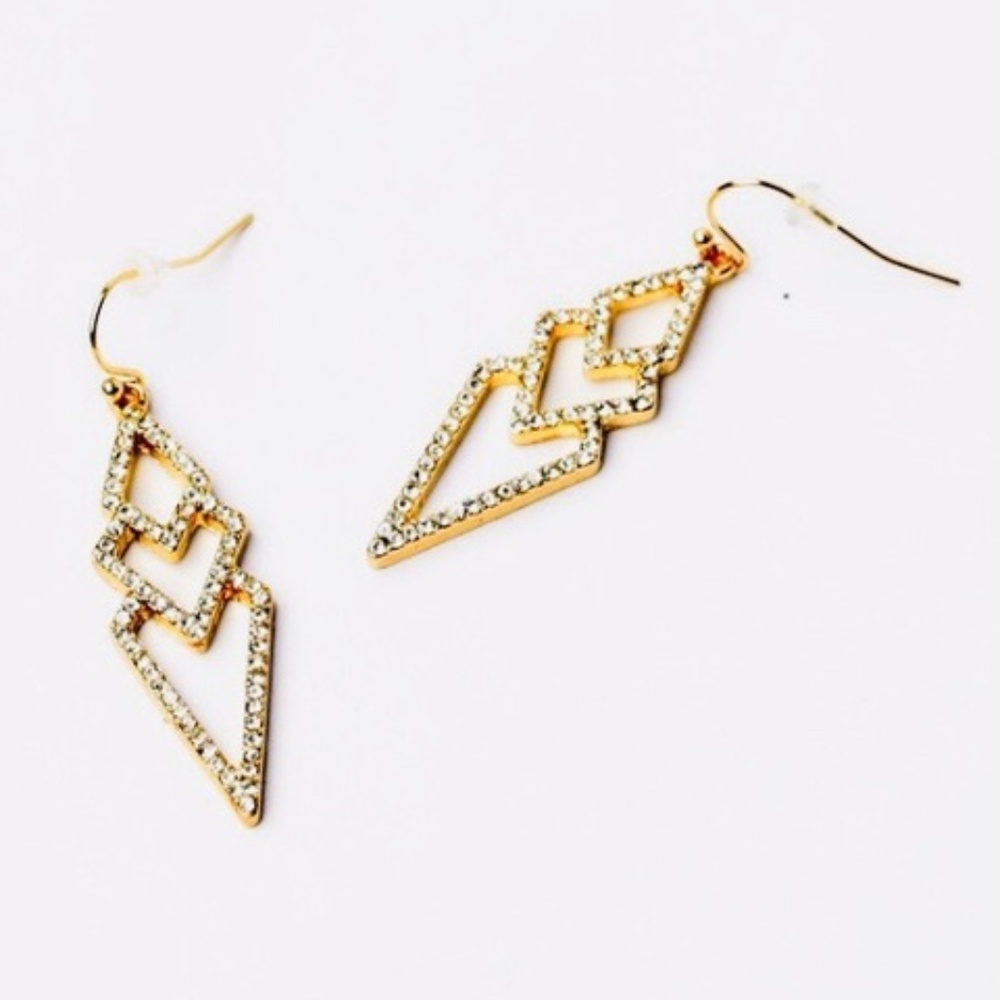 Stella & Dot | Rose Gold + Pavé Spear Drop Earrings - Picture 8 of 9